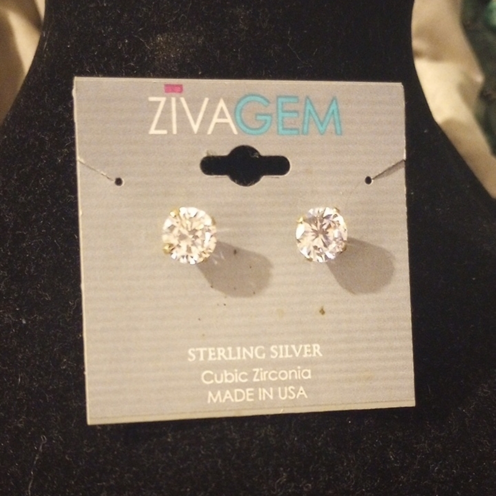 Sterling Silver Cubic Zirconia Stud Earrings